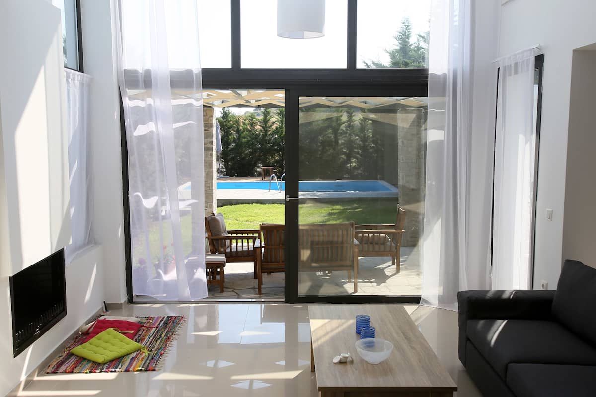 Luxury Villa, 3 Bedrooms, Private Pool | Living area | Flat-screen TV, fireplace