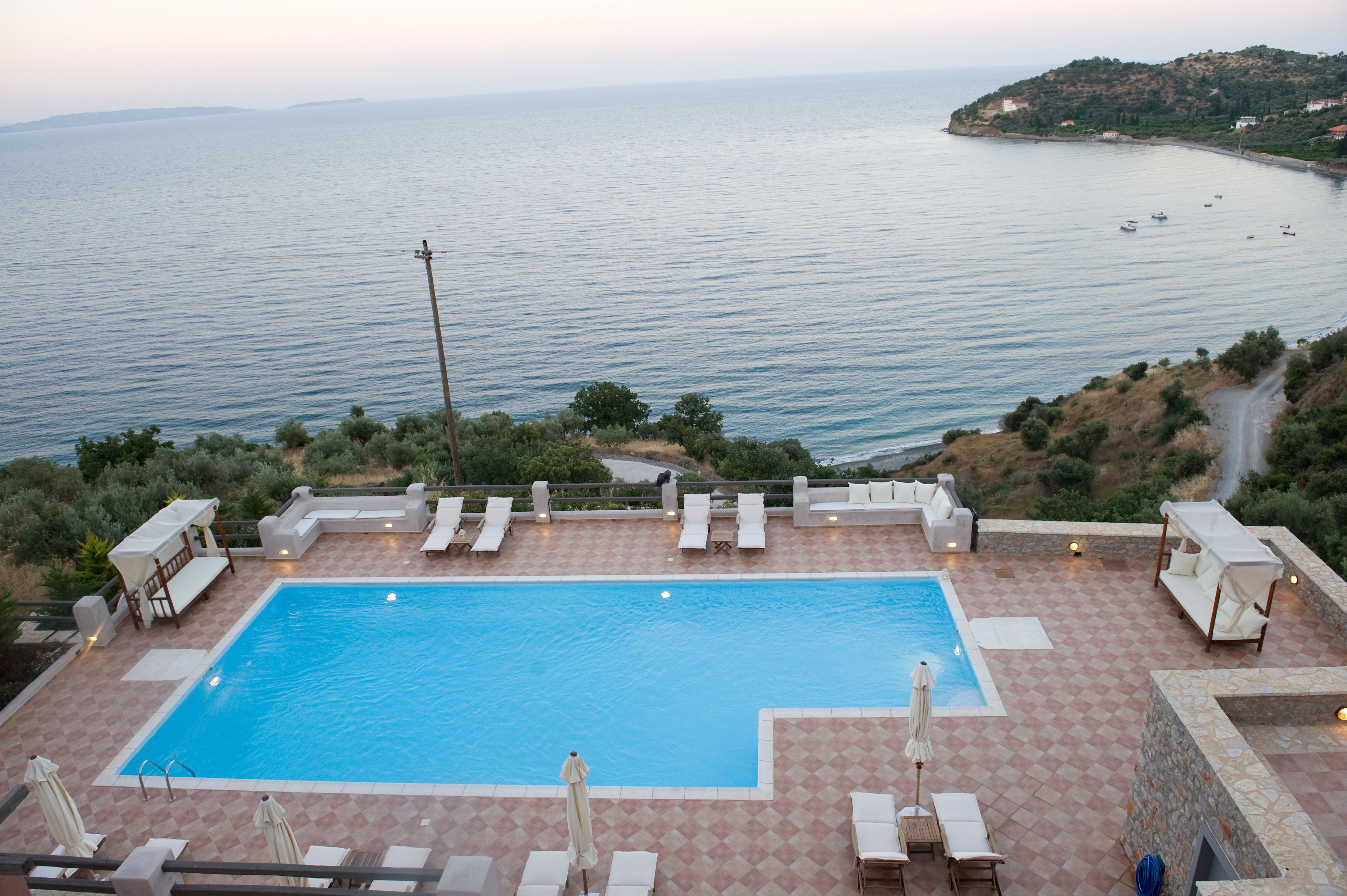 Outdoor pool, sun loungers