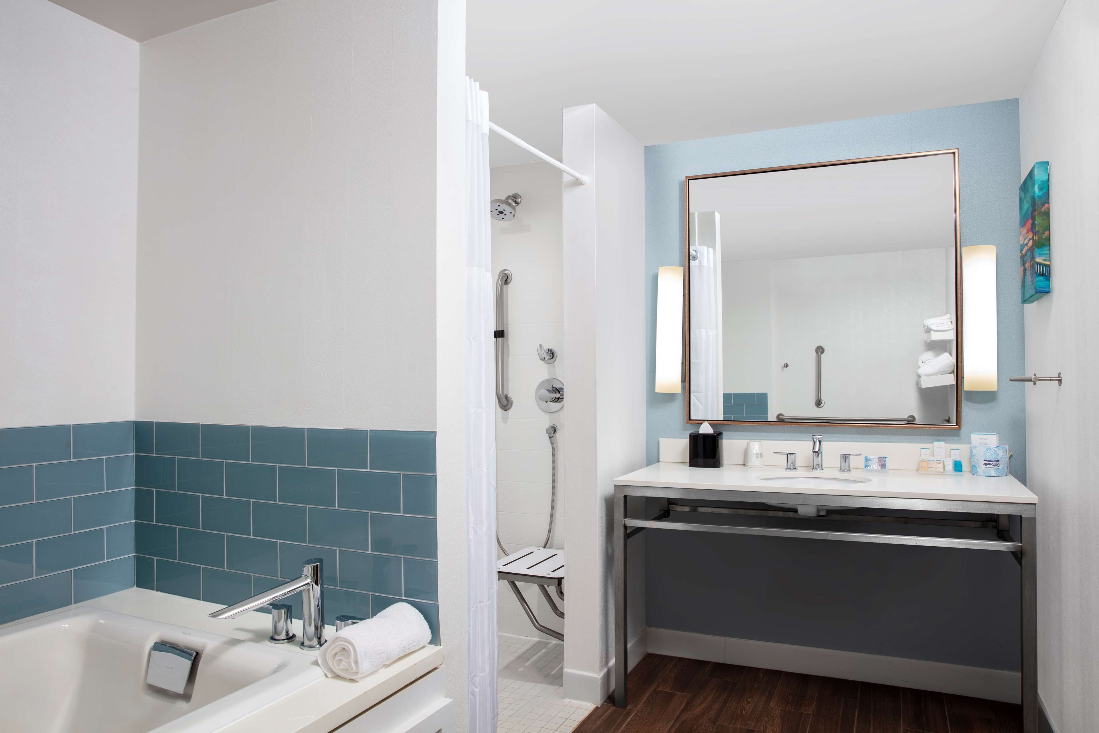 suite, 1 king bed, accessible, park view (bathtub) | bathroom | hair dryer, towels