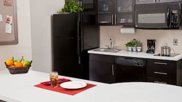 Studio Suite, 2 Queen Beds | Private kitchen | Full-size fridge, microwave, dishwasher, coffee/tea maker