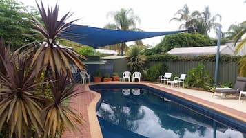 Outdoor pool, sun loungers