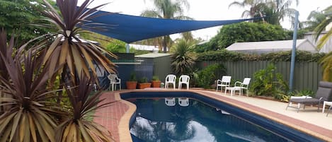 Outdoor pool, sun loungers