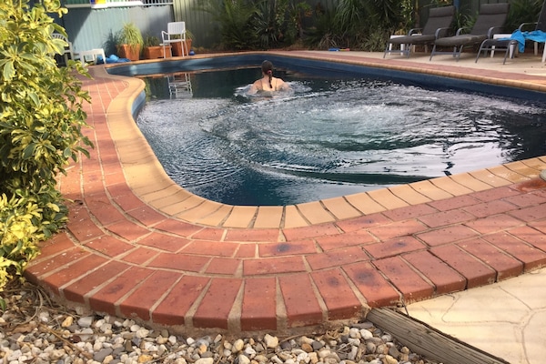 Outdoor pool, sun loungers