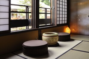 Japanese Style Room with Private Open-air Bath | Living area | Flat-screen TV