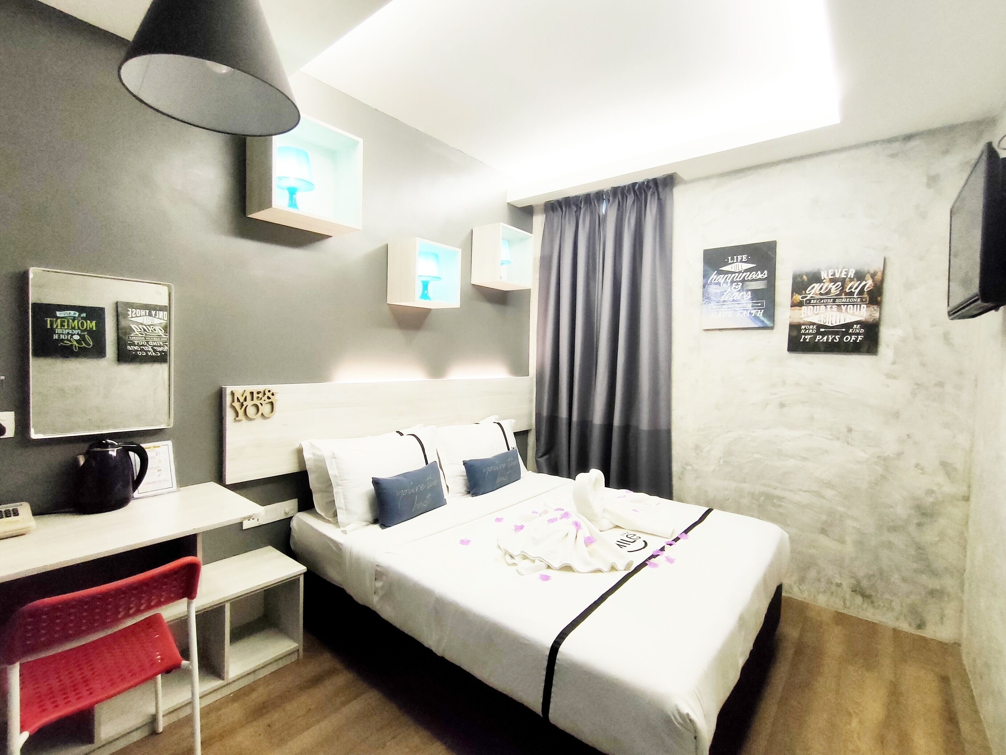 romantic room | individually decorated, desk, laptop workspace, iron/ironing board