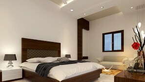 Een kluis op de kamer, een bureau, geluiddichte muren