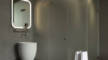 Standard Double Room, 1 Queen Bed (Small) | Bathroom | Shower, rainfall showerhead, designer toiletries, hair dryer
