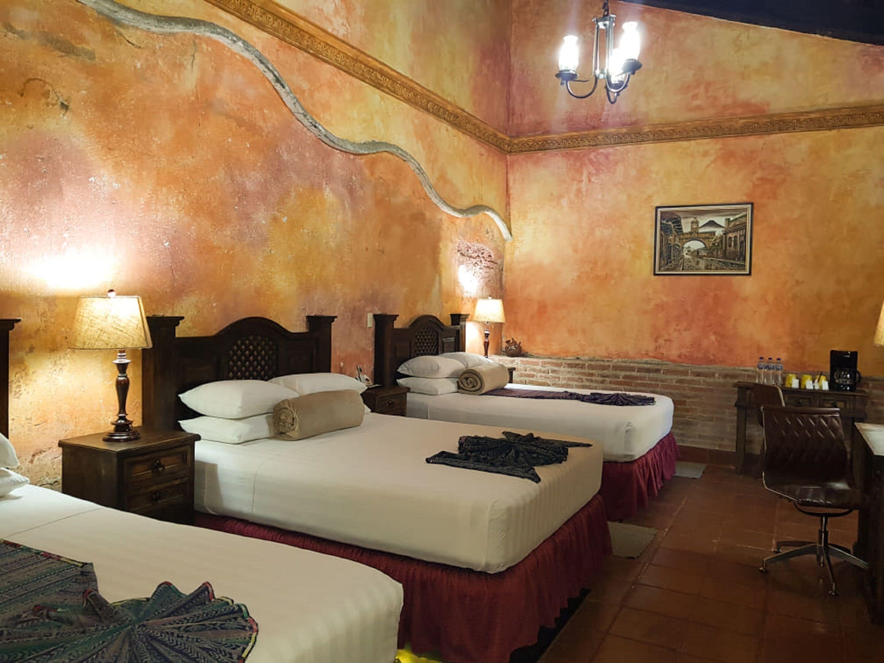 standard room, 3 queen beds | 1 bedroom, desk, iron/ironing board, free wifi