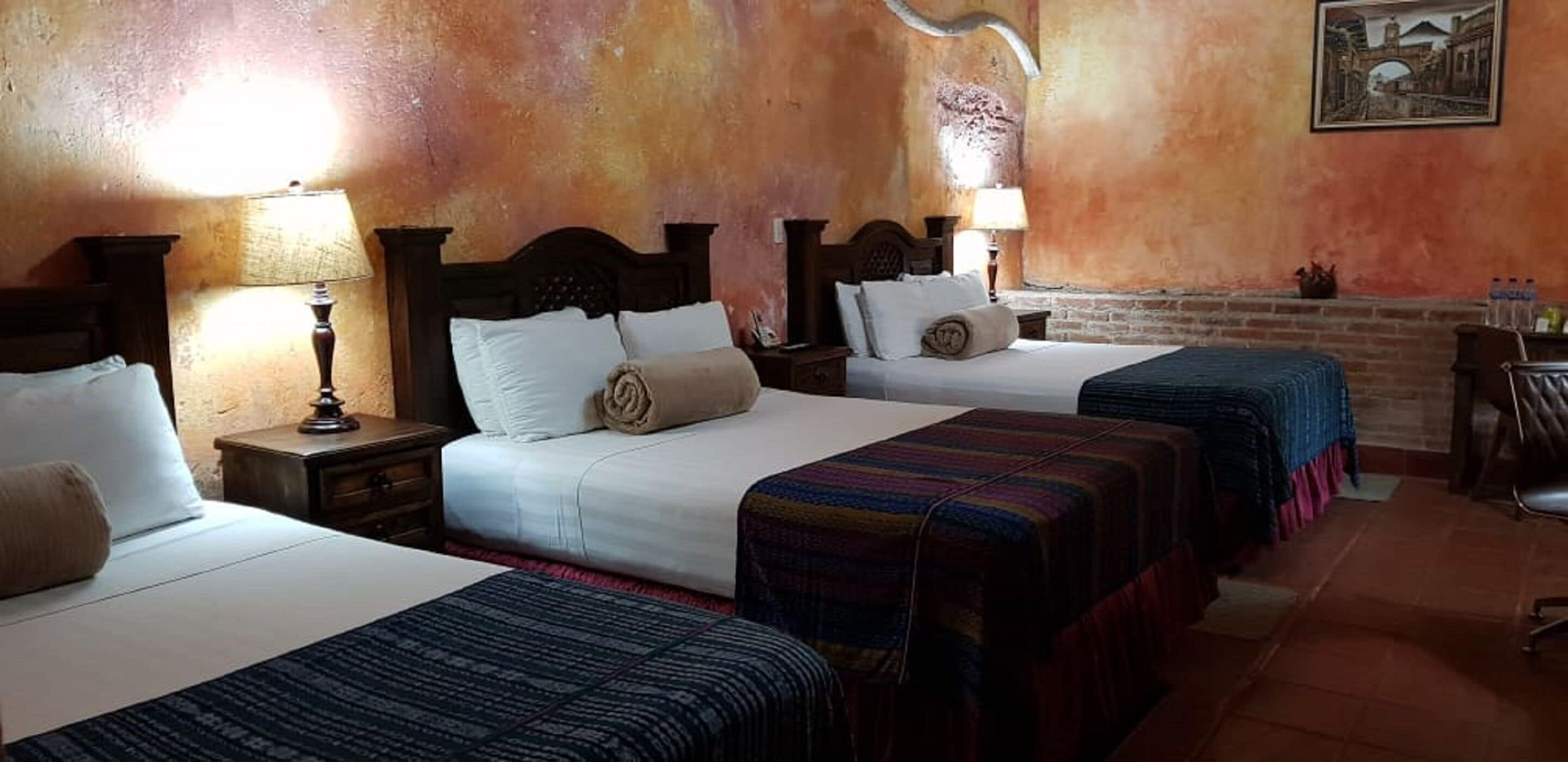 standard room, 3 queen beds | 1 bedroom, desk, iron/ironing board, free wifi