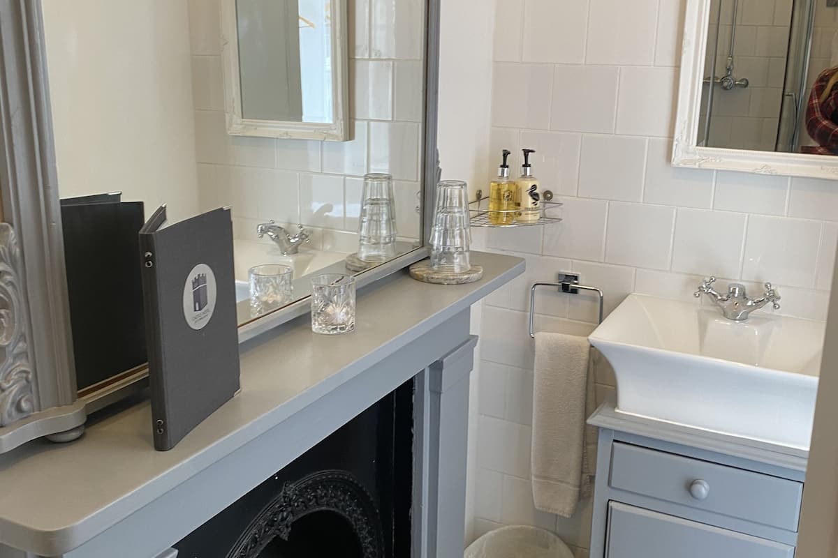 standard double room (small room 6) | bathroom | shower, designer toiletries, hair dryer, bathrobes