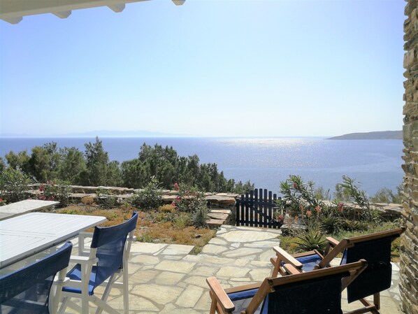 Villa, 2 Bedrooms, Sea View, Oceanfront | View from room - Stavros Bay (Tinos)