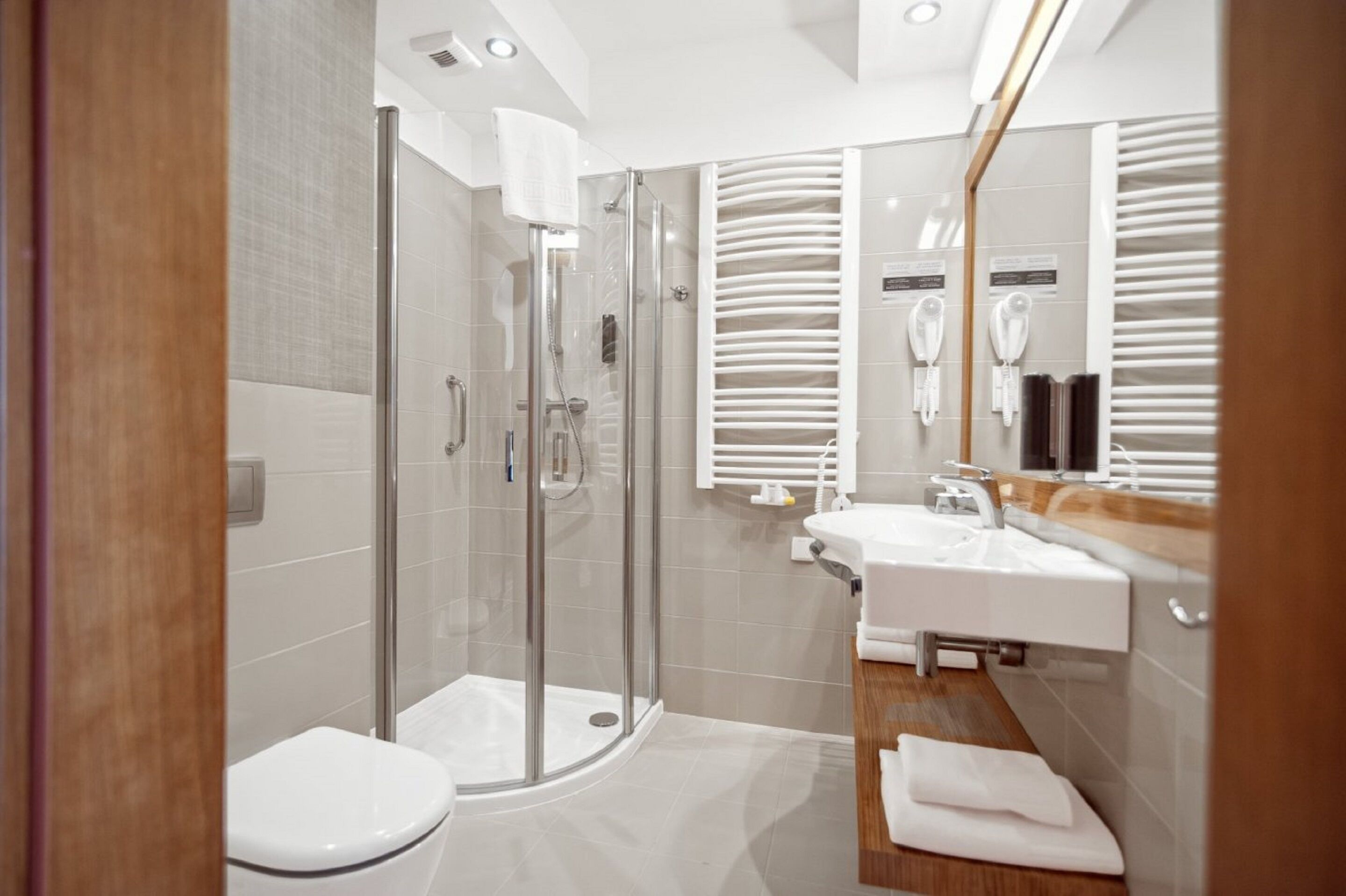 free toiletries, hair dryer, towels