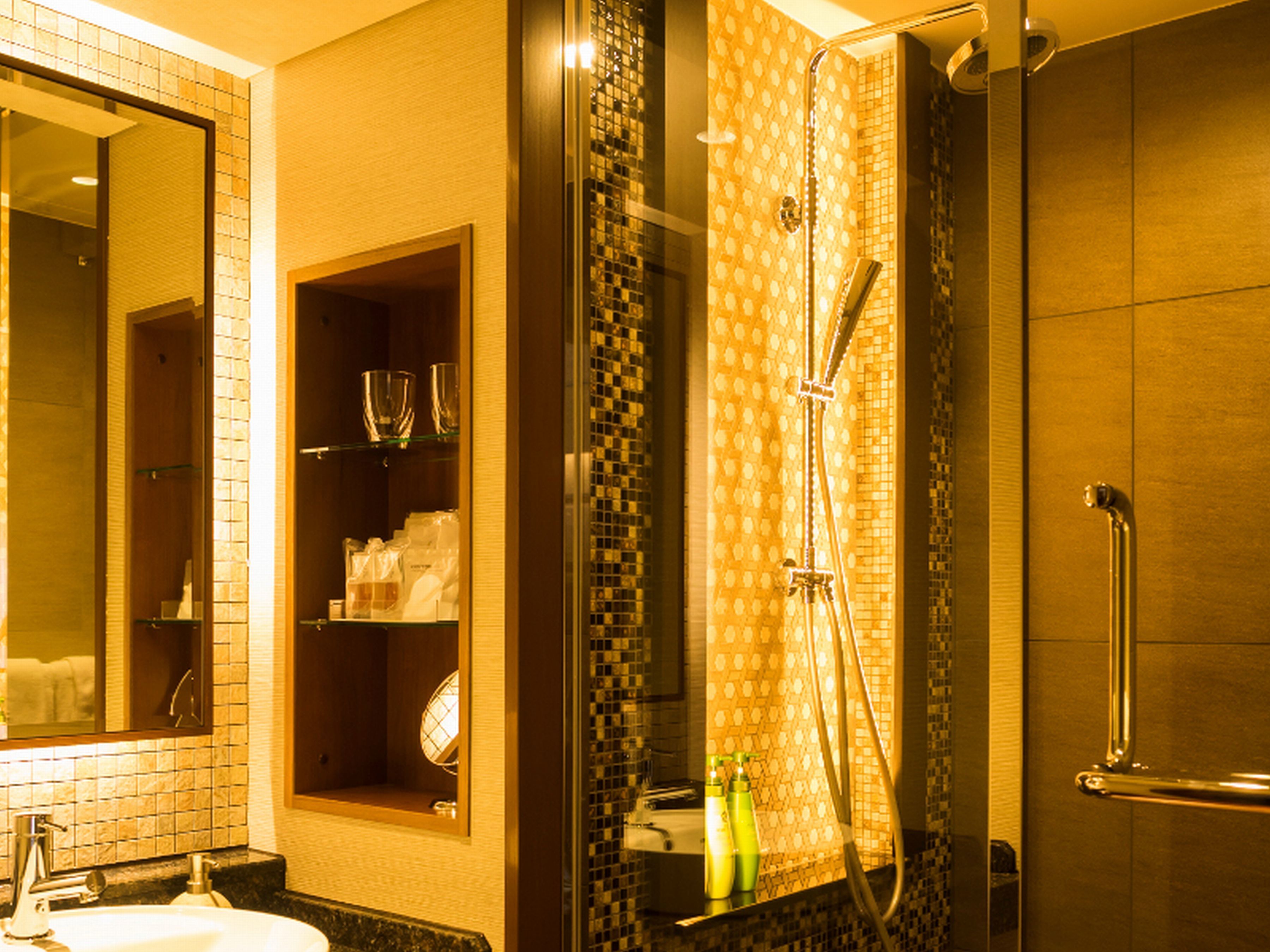 hair dryer, slippers, bidet, towels