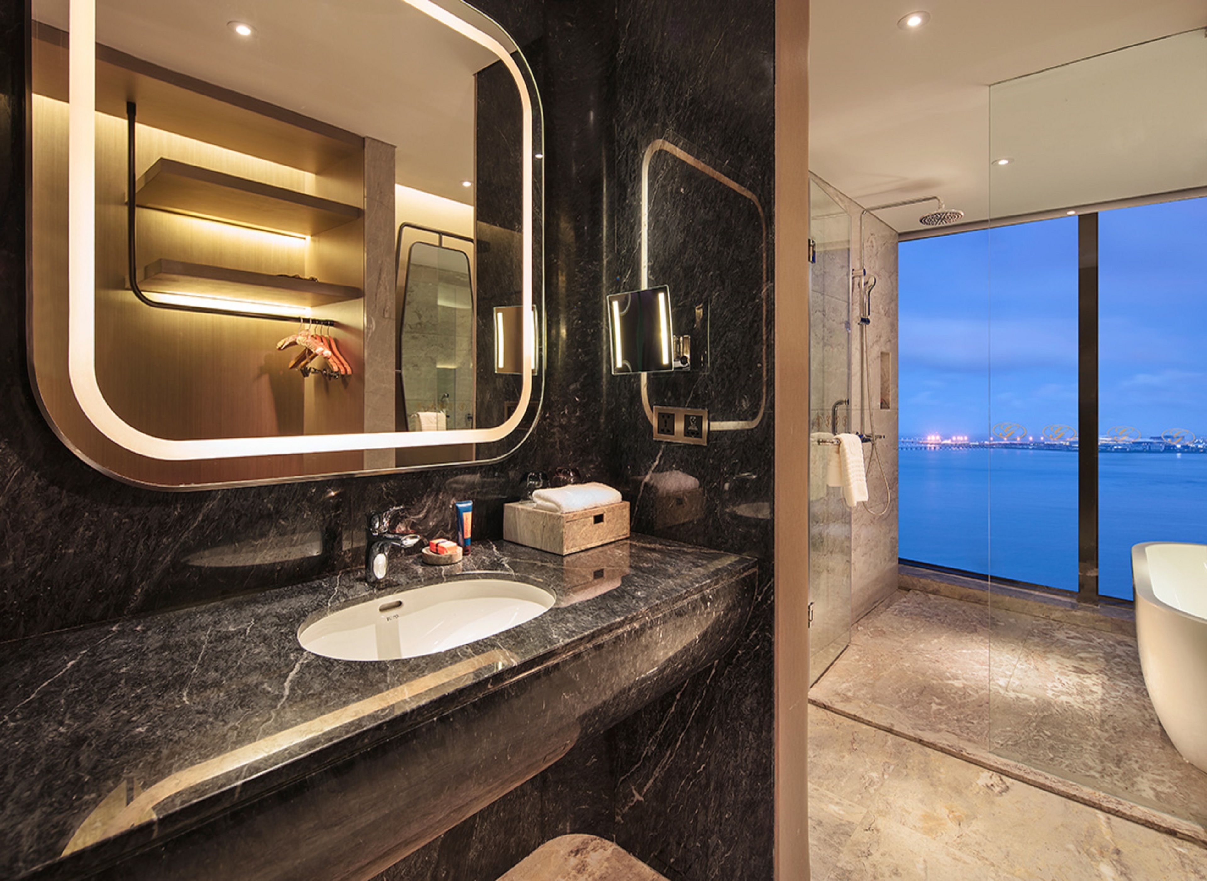 separate bathtub and shower, free toiletries, hair dryer, dressing gowns