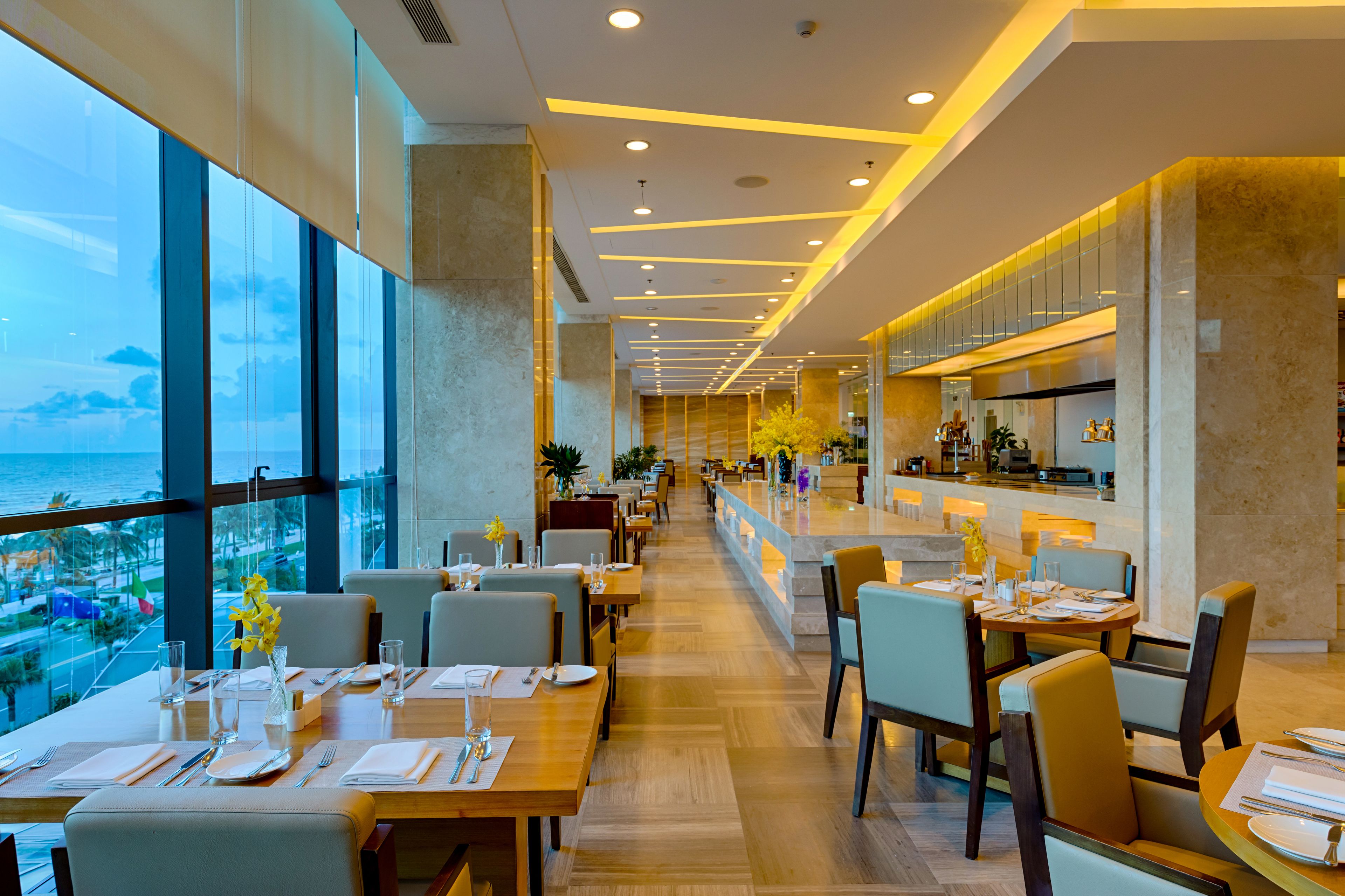 breakfast served, international cuisine, beach views