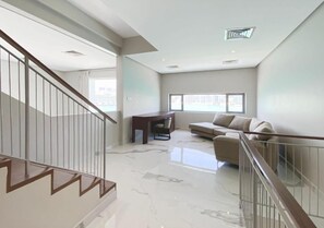 Luxury Villa, 4 Bedrooms, Sea View | Living area | 65-inch Smart TV with satellite channels