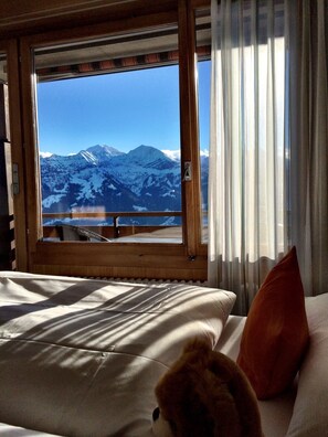 Deluxe Single Room, Balcony (Lake & Mountain View) | Hypo-allergenic bedding, in-room safe, individually decorated - Hotel Gloria (Beatenberg)