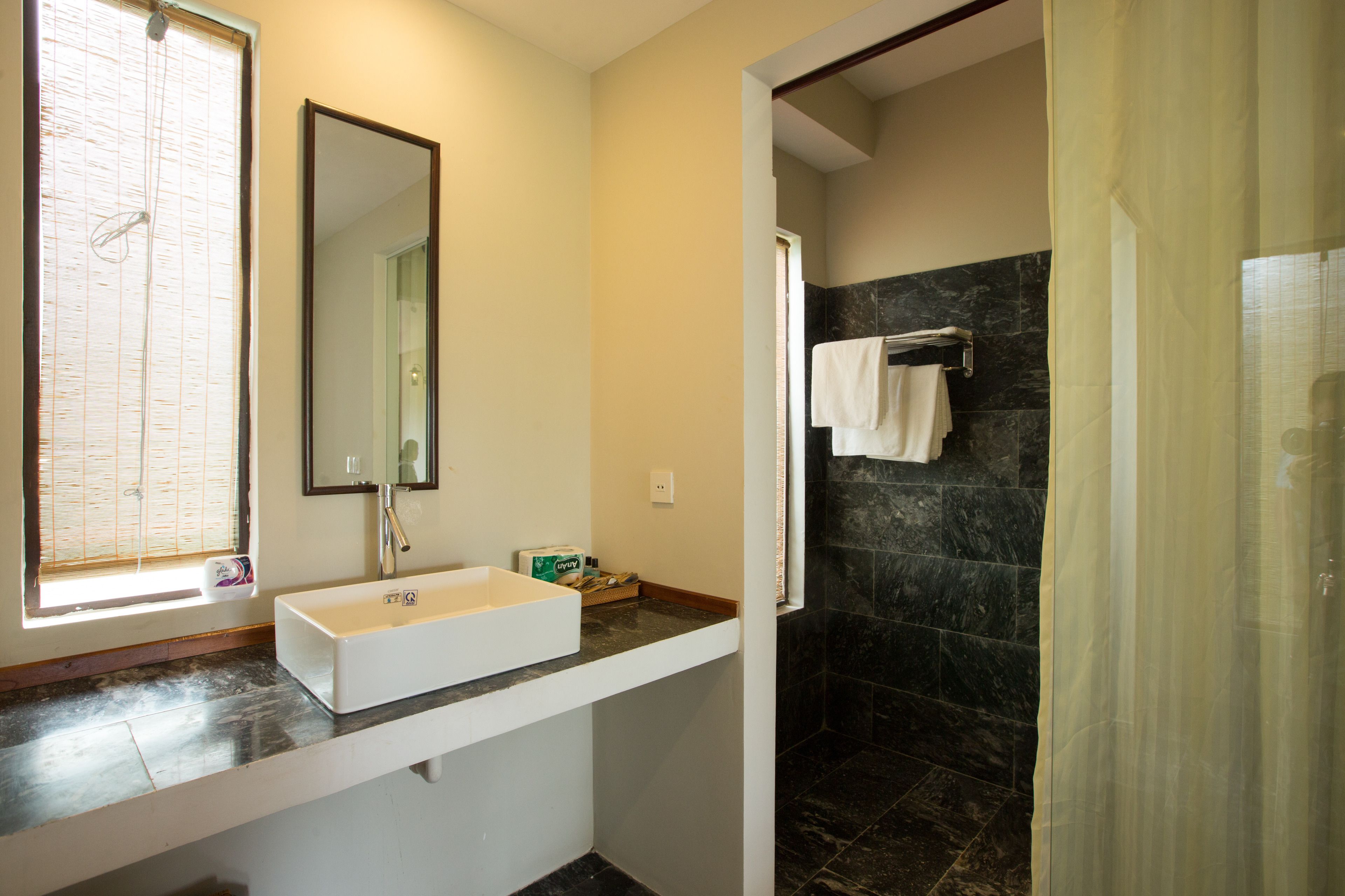 shower, free toiletries, hair dryer, dressing gowns