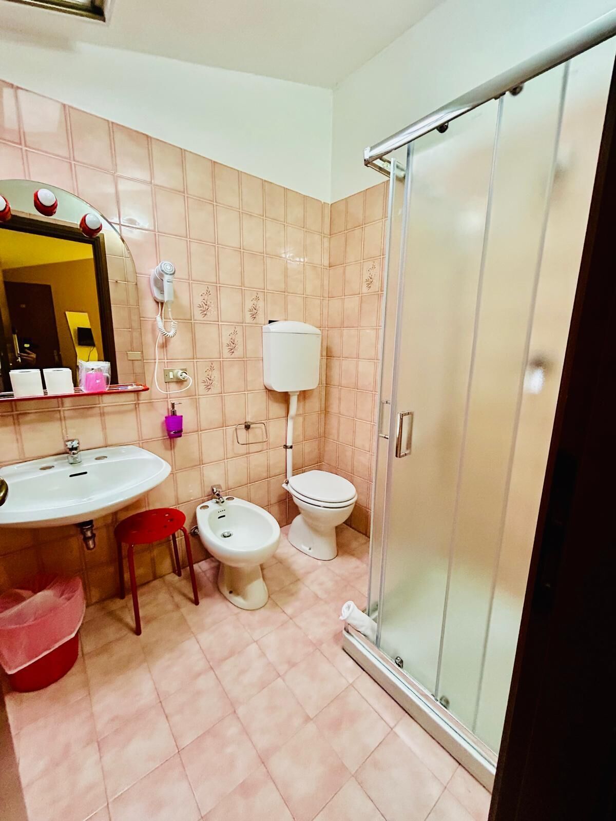 shower, free toiletries, hair dryer, bidet