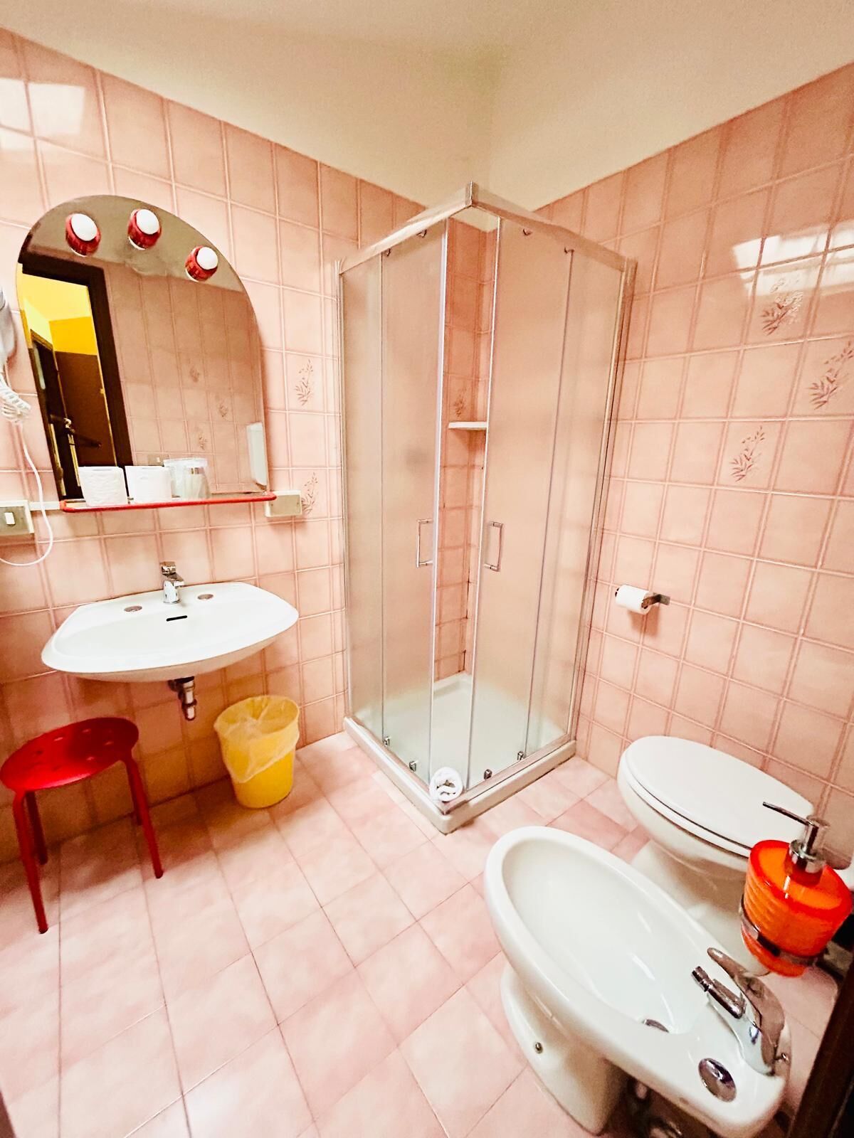 shower, free toiletries, hair dryer, bidet