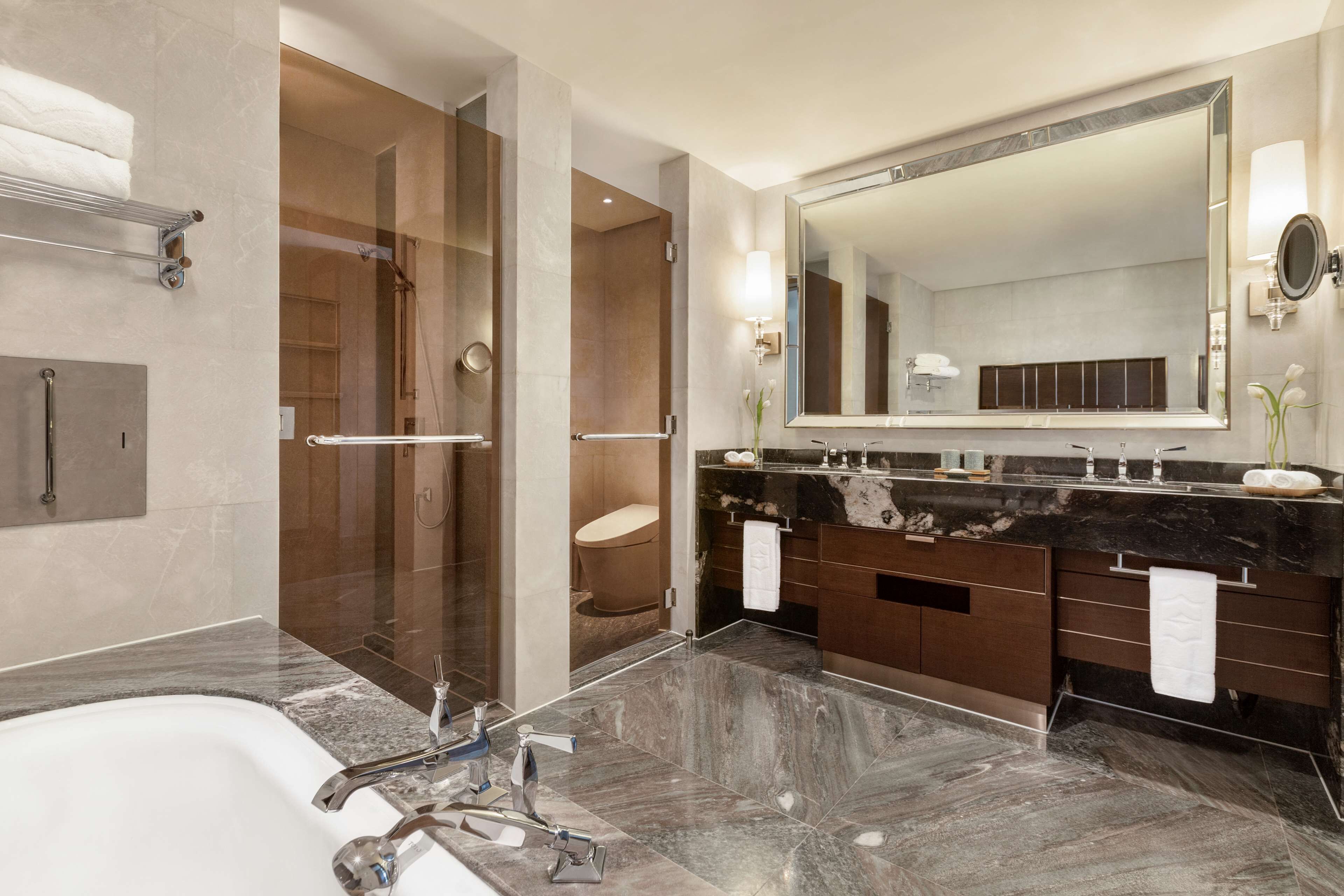 suite (shangri-la) | bathroom | separate bathtub and shower, designer toiletries, hair dryer, bathrobes