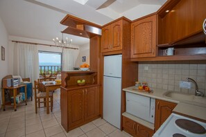 Großer Kühlschrank, Mikrowelle, Ofen, Herdplatte