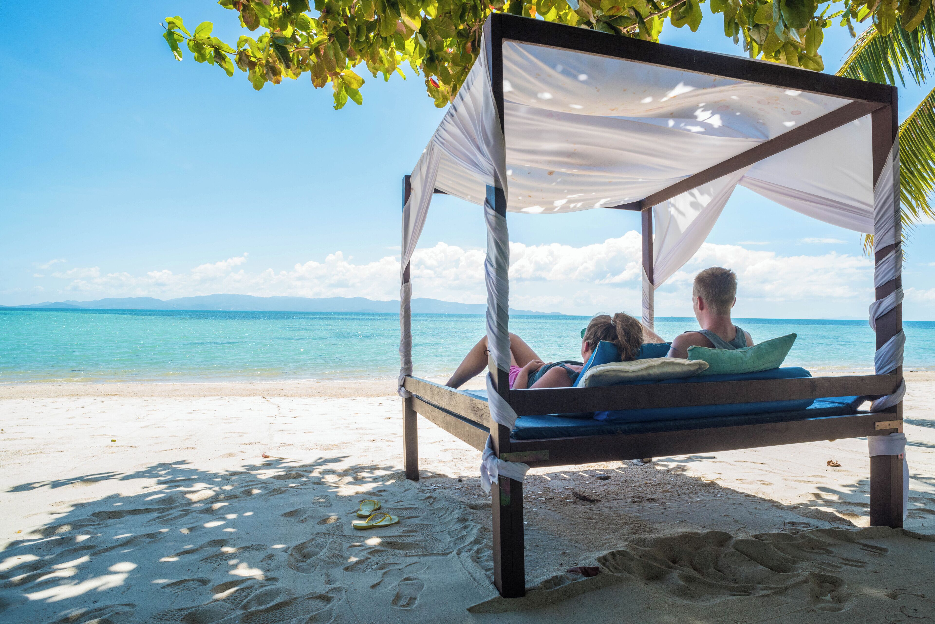 私家海滩、白沙、免费海滩小屋、沙滩椅