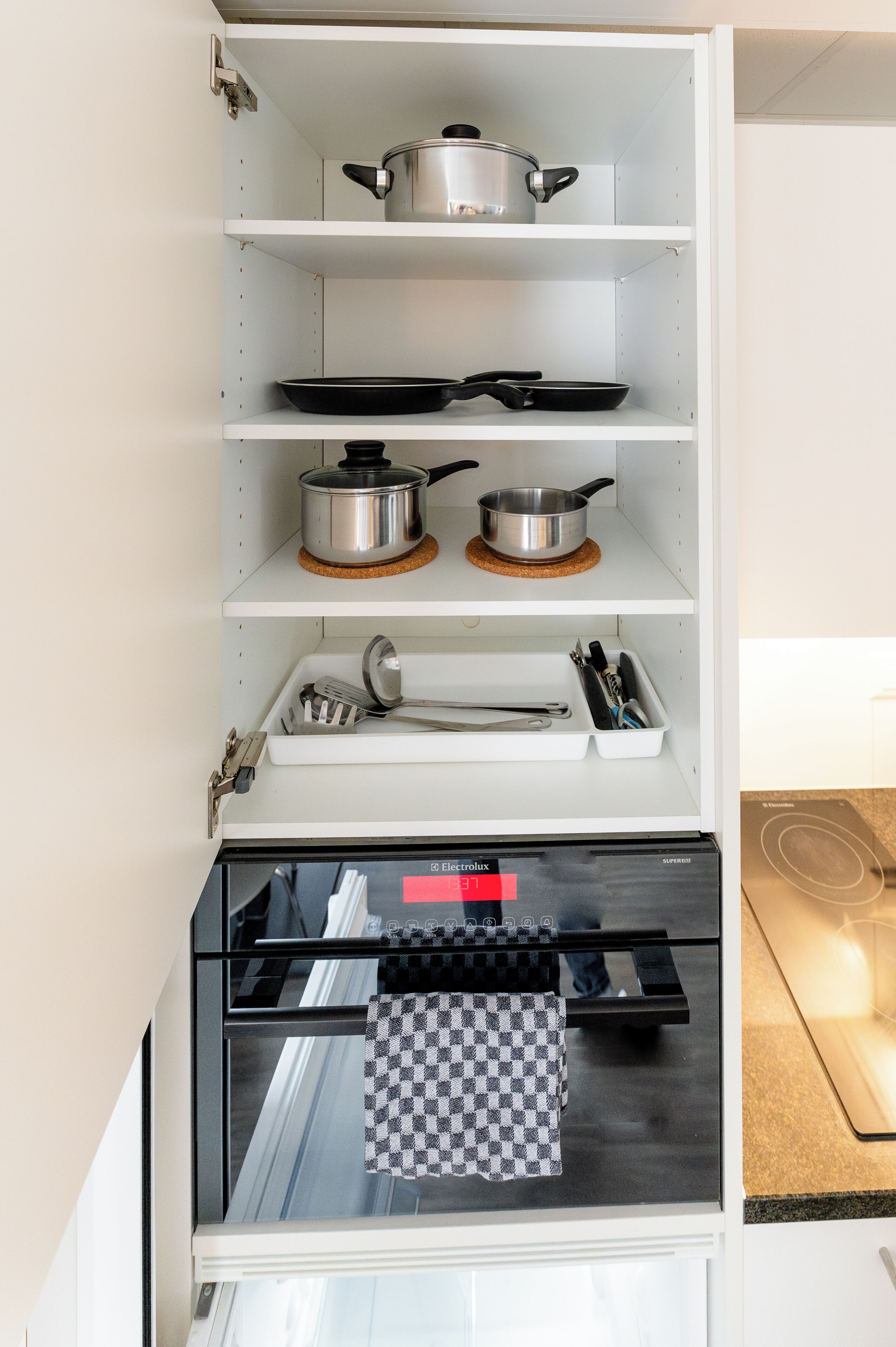 fridge, microwave, oven, dishwasher