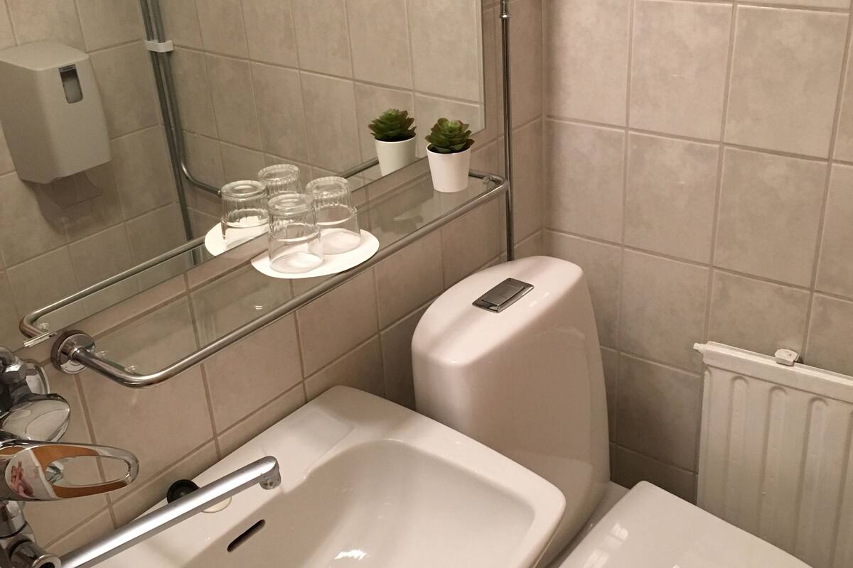 shower, free toiletries, towels