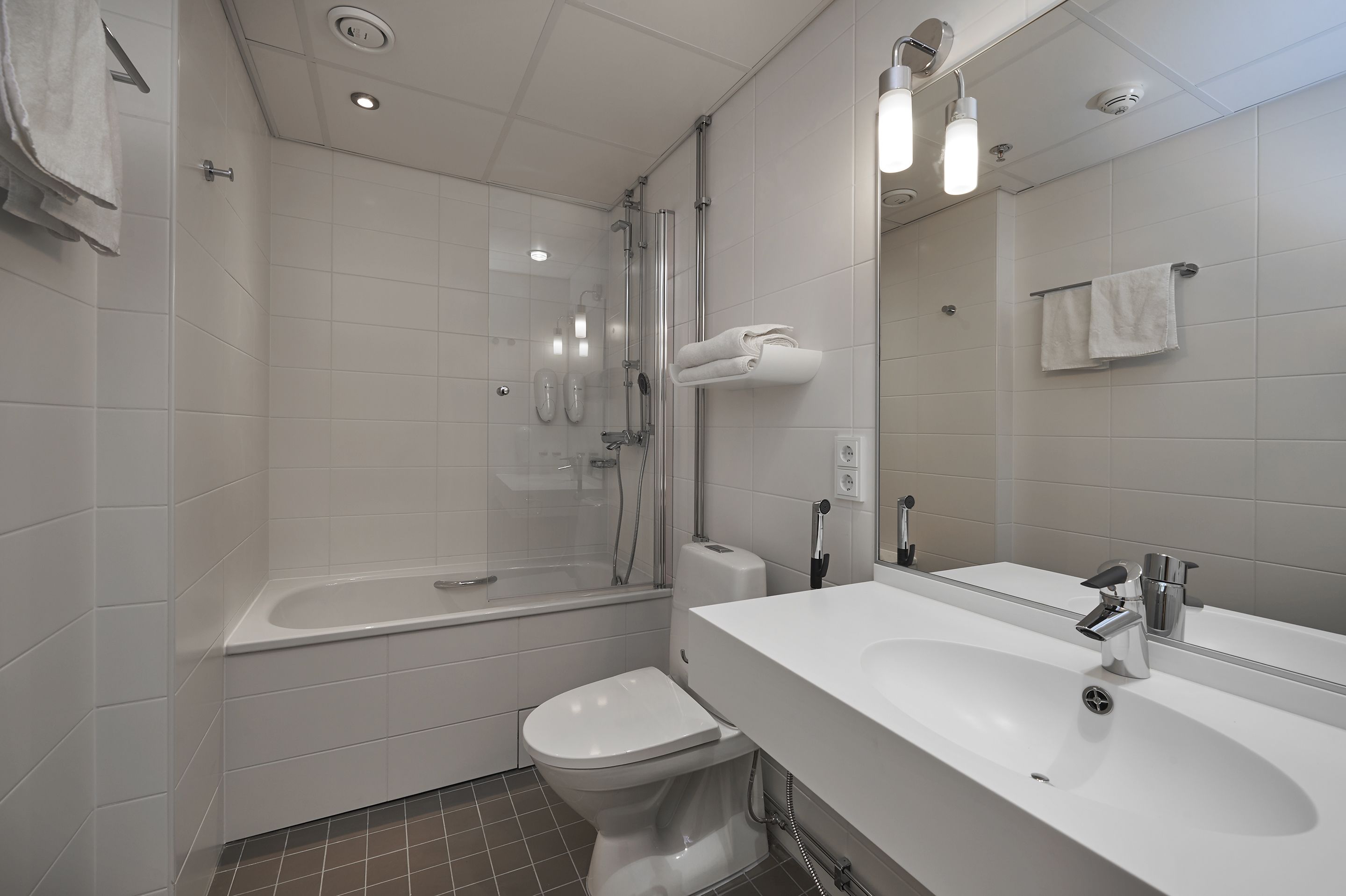 free toiletries, hair dryer, towels