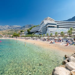 On the beach, scuba diving