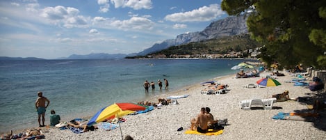 On the beach, scuba diving