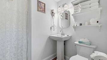 Family Room II (Rm 7, Fl 2) | Bathroom | Free toiletries, hair dryer, towels, soap
