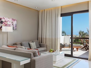 Three Bedroom Golf & Lagoon view Villa | Living area | LED TV