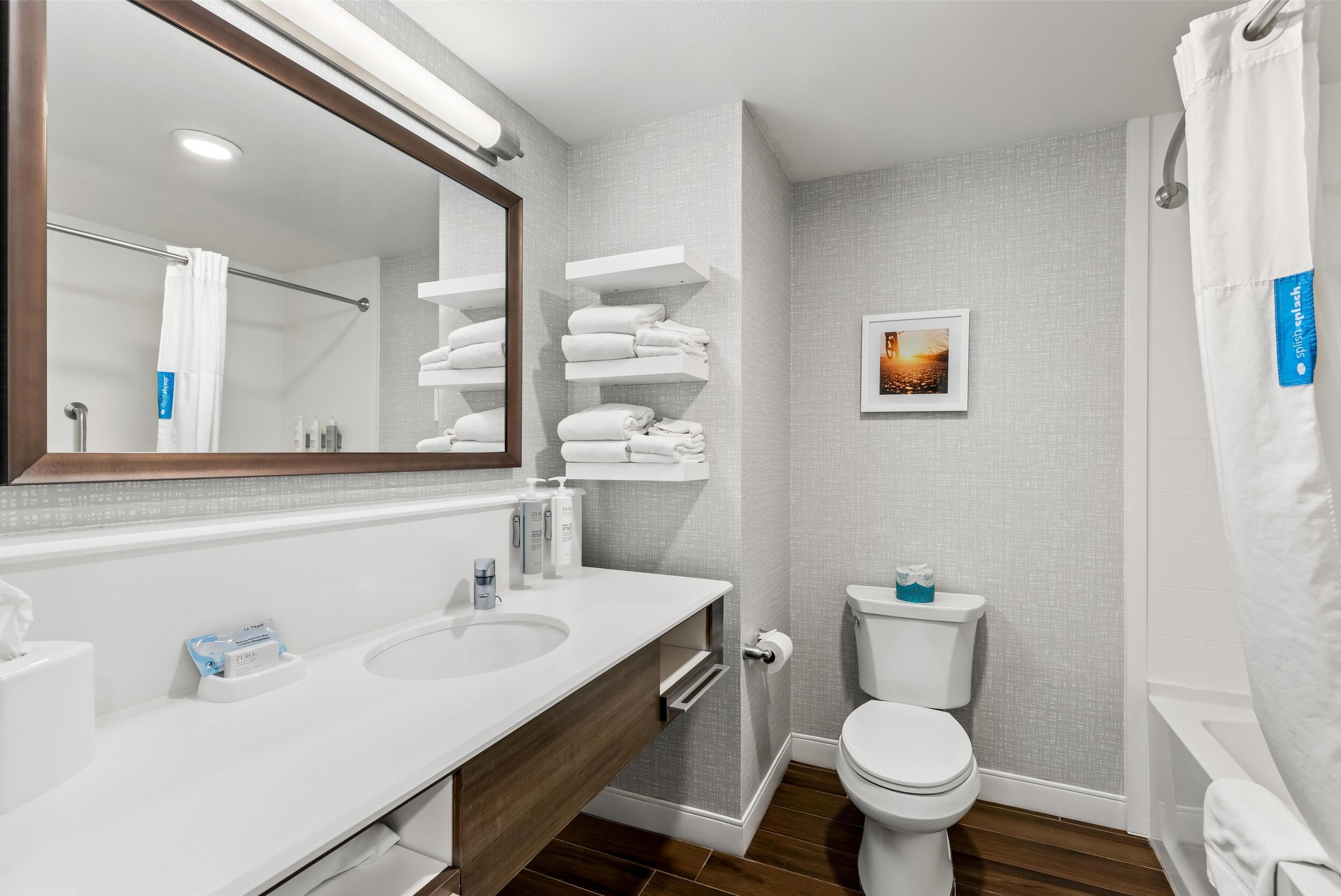 shower, free toiletries, towels