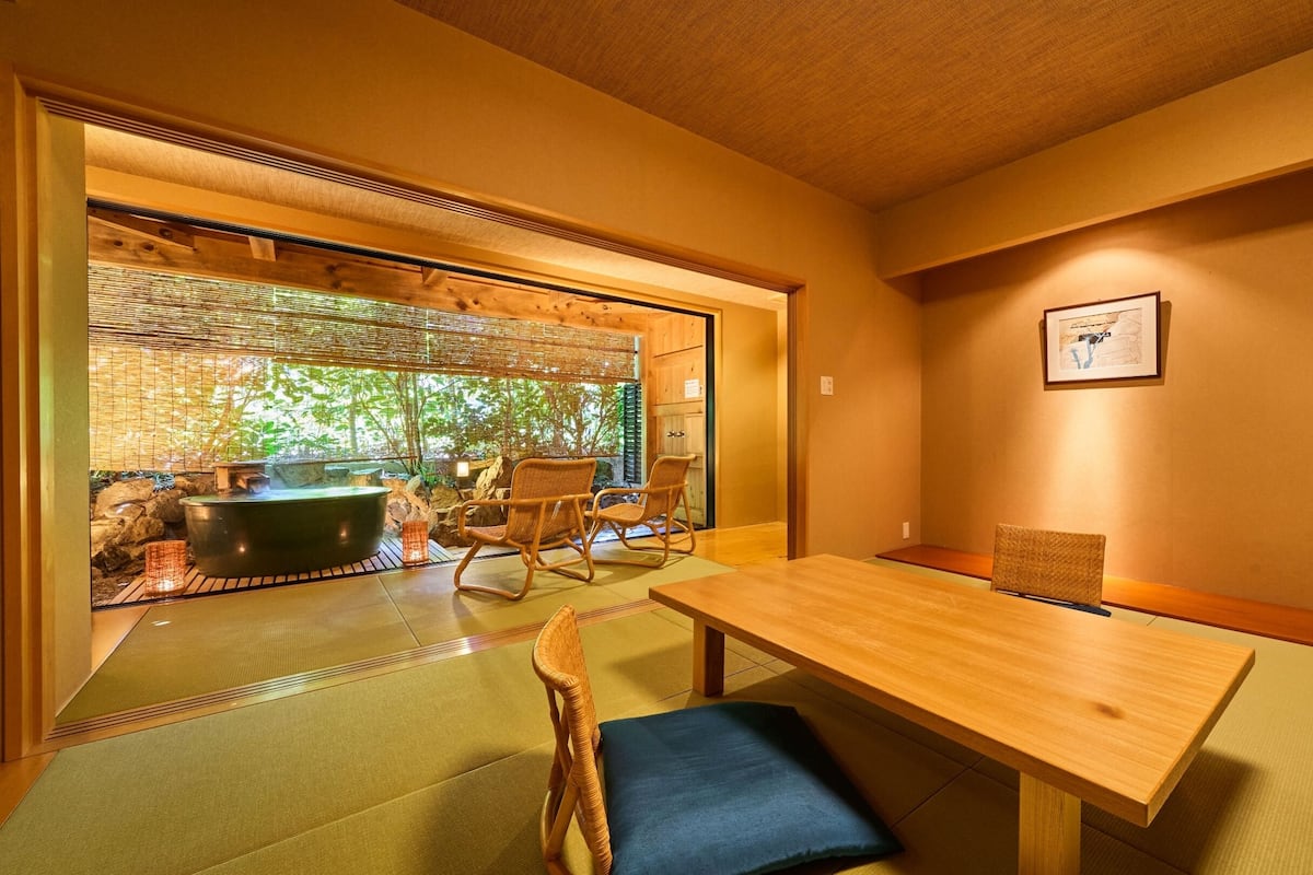 Superior Japanese Style Room with Open-air Bath (No View), Non-Smoking | 1 bedroom, in-room safe, desk, iron/ironing board