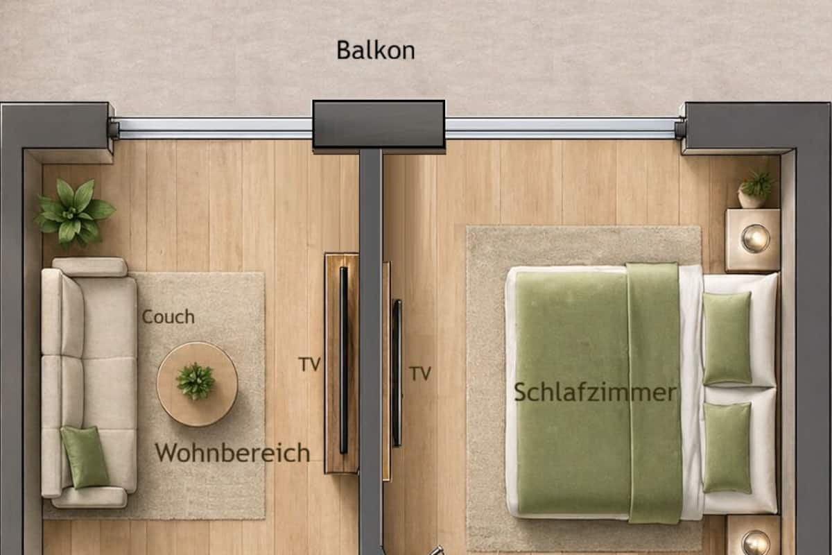 Hoamat Apartment mit 1 Schlafzimmer, Balkon | Literie de qualité supérieure, couette en duvet d'oie, surmatelas