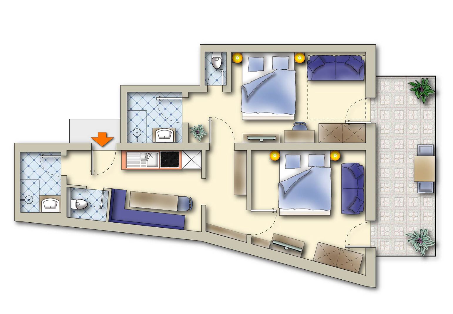family room, 2 bedrooms (typ a) | floor plan