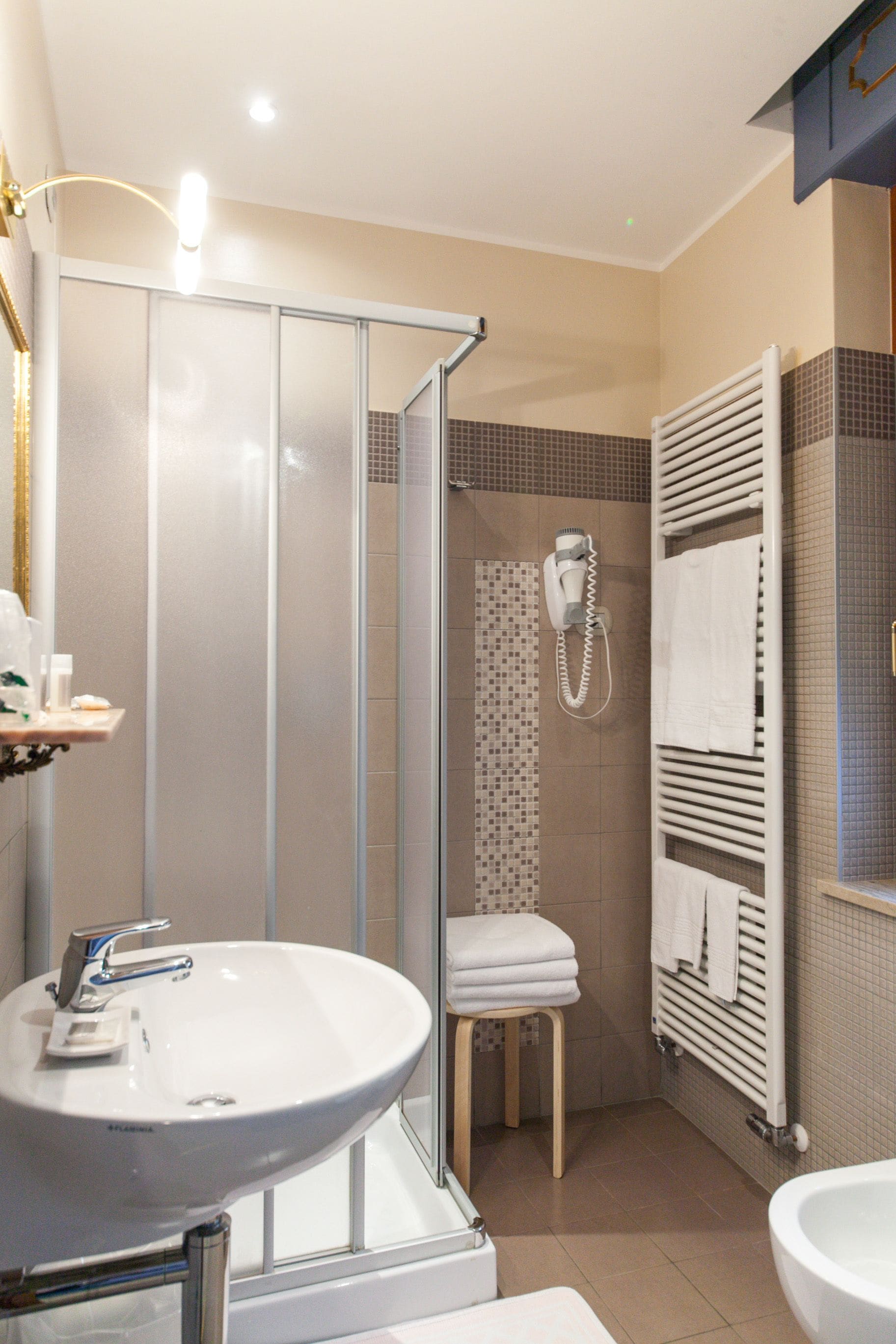 shower, free toiletries, hair dryer, bidet