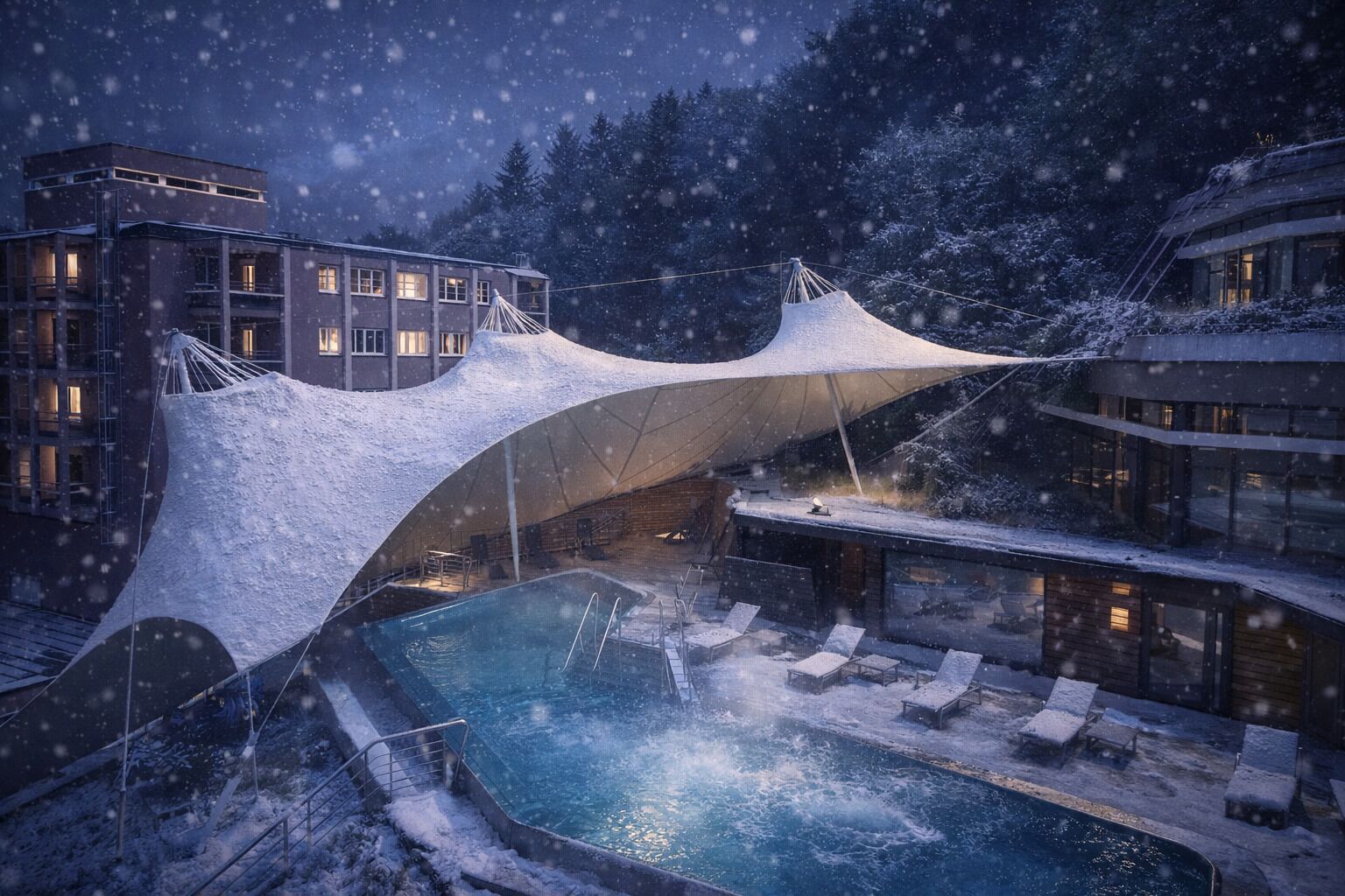 10 indoor pools, outdoor pool, open 8:00 AM to 9:30 PM, pool umbrellas