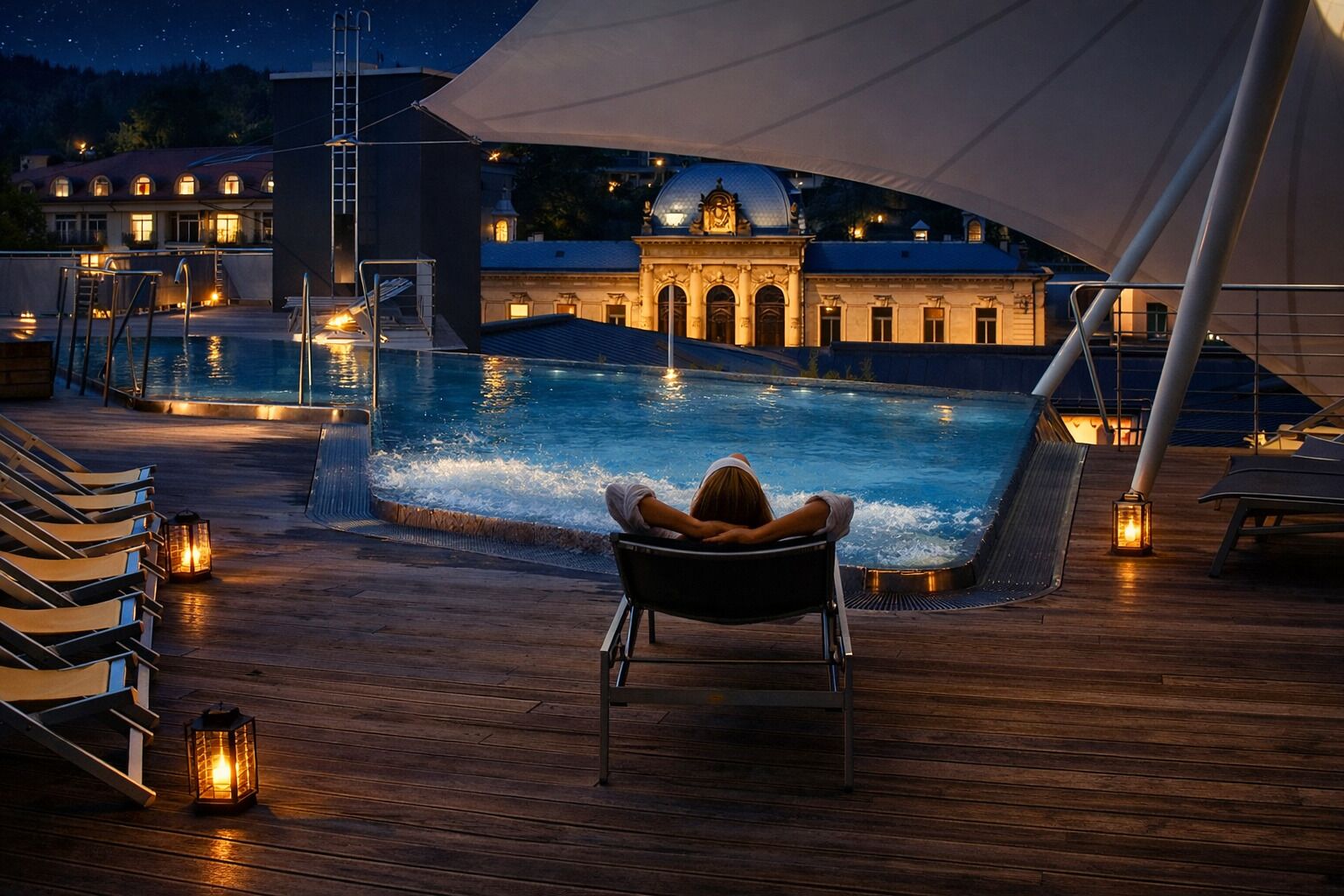 10 indoor pools, outdoor pool, open 8:00 AM to 9:30 PM, pool umbrellas