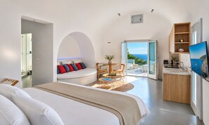 Luxury Studio Suite (Aegean Dream) | 1 bedroom, Egyptian cotton sheets, premium bedding, down comforters - Santorini Heights (Santorini)