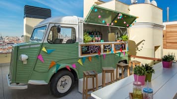 Dinner served, al fresco dining