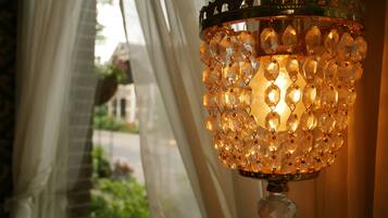 A chandelier with a crystal design.