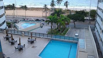Outdoor pool, sun loungers