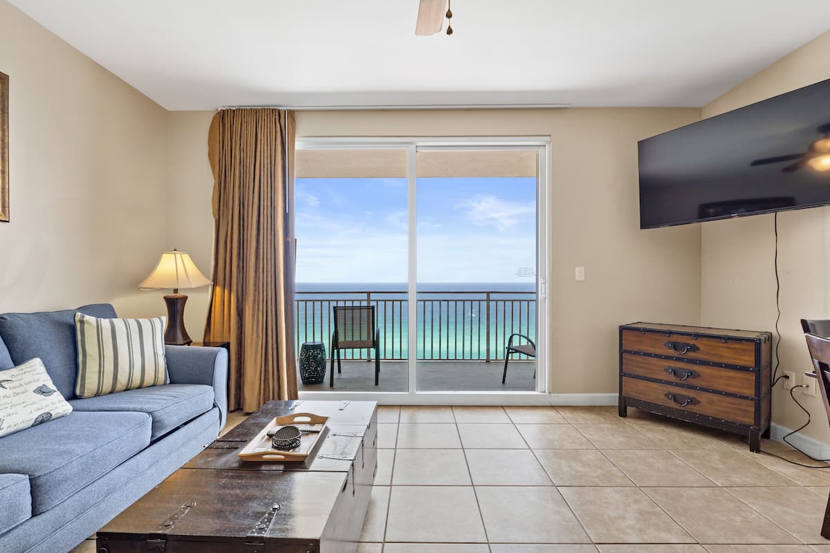 Condo, 1 Bedroom, Ocean View (1204W) | Living area | 48-inch Smart TV with digital channels, TV, streaming services