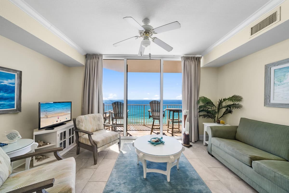 Condo, 1 Bedroom, Ocean View, Beachfront | Living area | 50-inch Smart TV with cable channels, TV