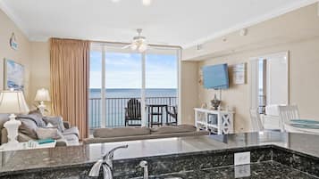 Condo, 1 Bedroom, Beachfront (1112) | Living area | 50-inch Smart TV with cable channels, TV