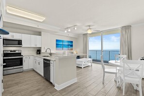 Condo, 1 Bedroom, Beachfront (2306) | Private kitchen | Full-sized fridge, microwave, oven, stovetop - Tidewater Beach Resort by Panhandle Getaways (Panama City Beach)