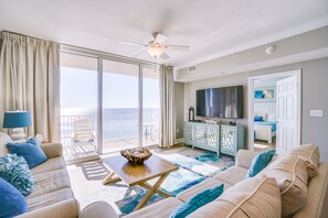 Condo, 1 Bedroom, Beachfront (815) | Living area | 50-inch Smart TV with cable channels, TV - Tidewater Beach Resort by Panhandle Getaways (Panama City Beach)